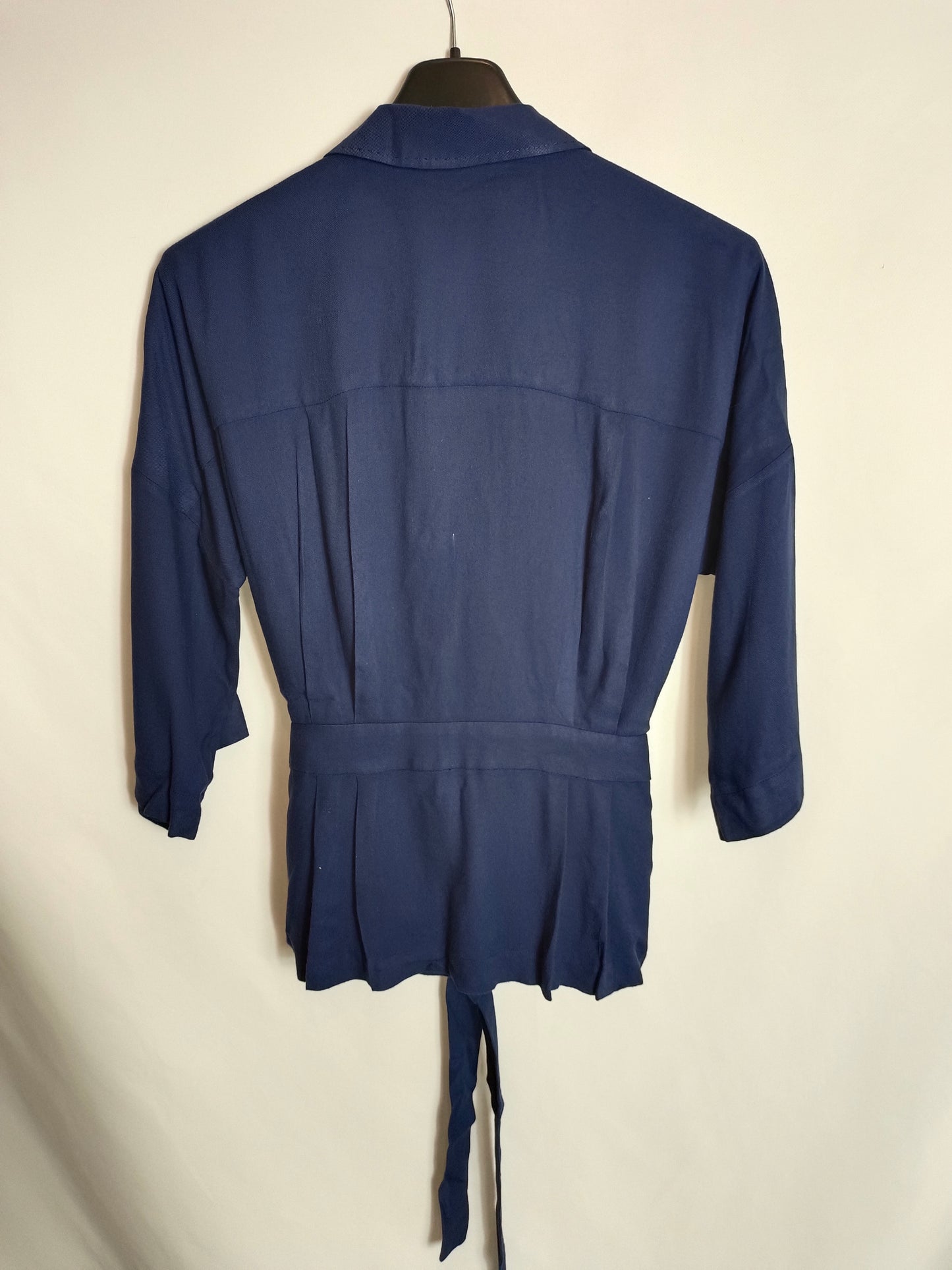 COMPTOIR DES COTONNIERS. Blusa azul cruzada T.34