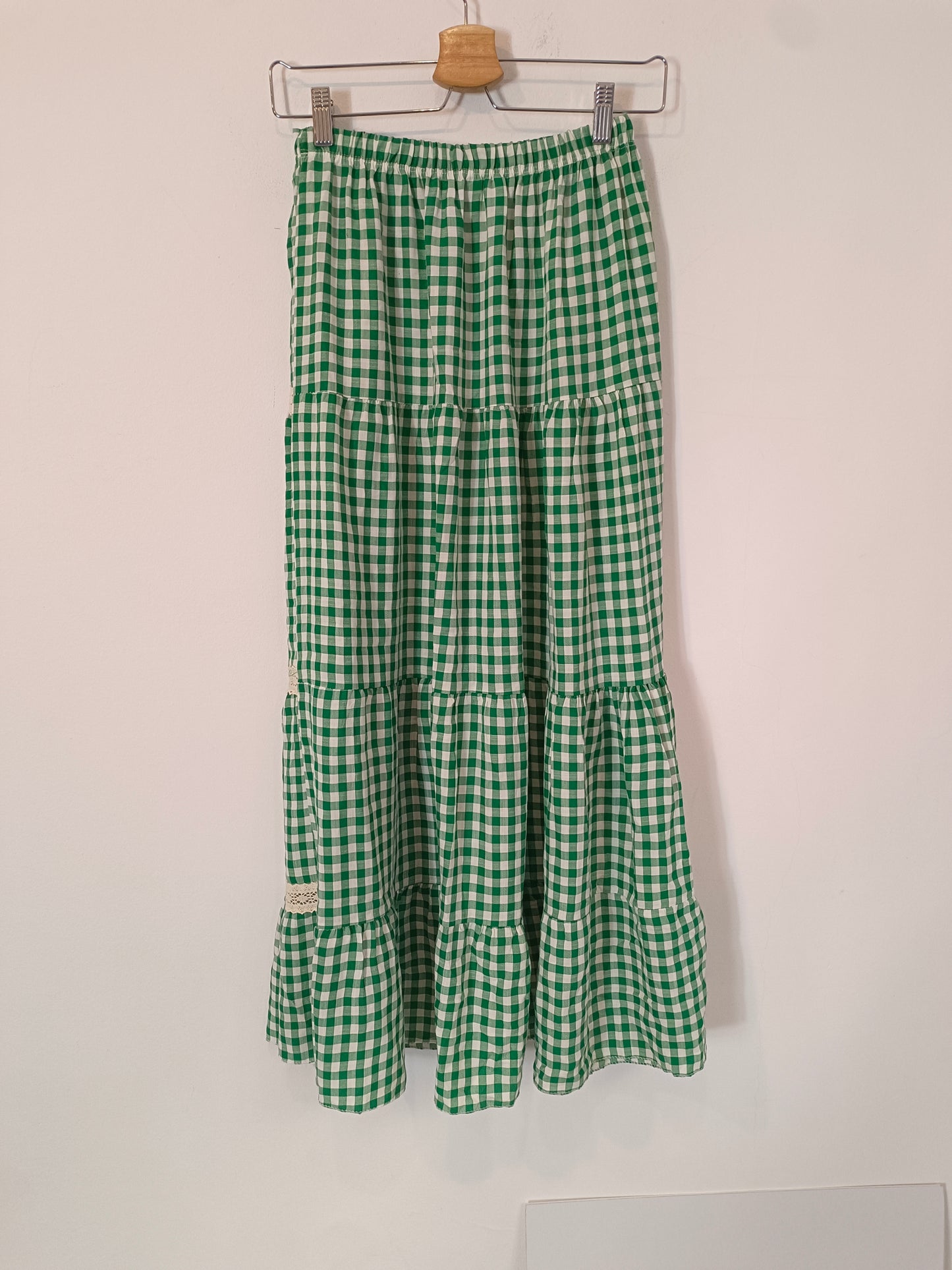 OTRAS. Falda midi de cuadros vichí  TU(S)