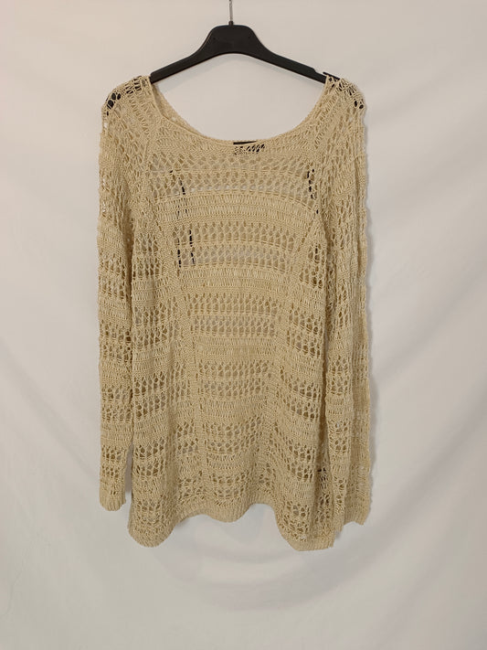 MASSIMO DUTTI. Beige die-cut top Tl