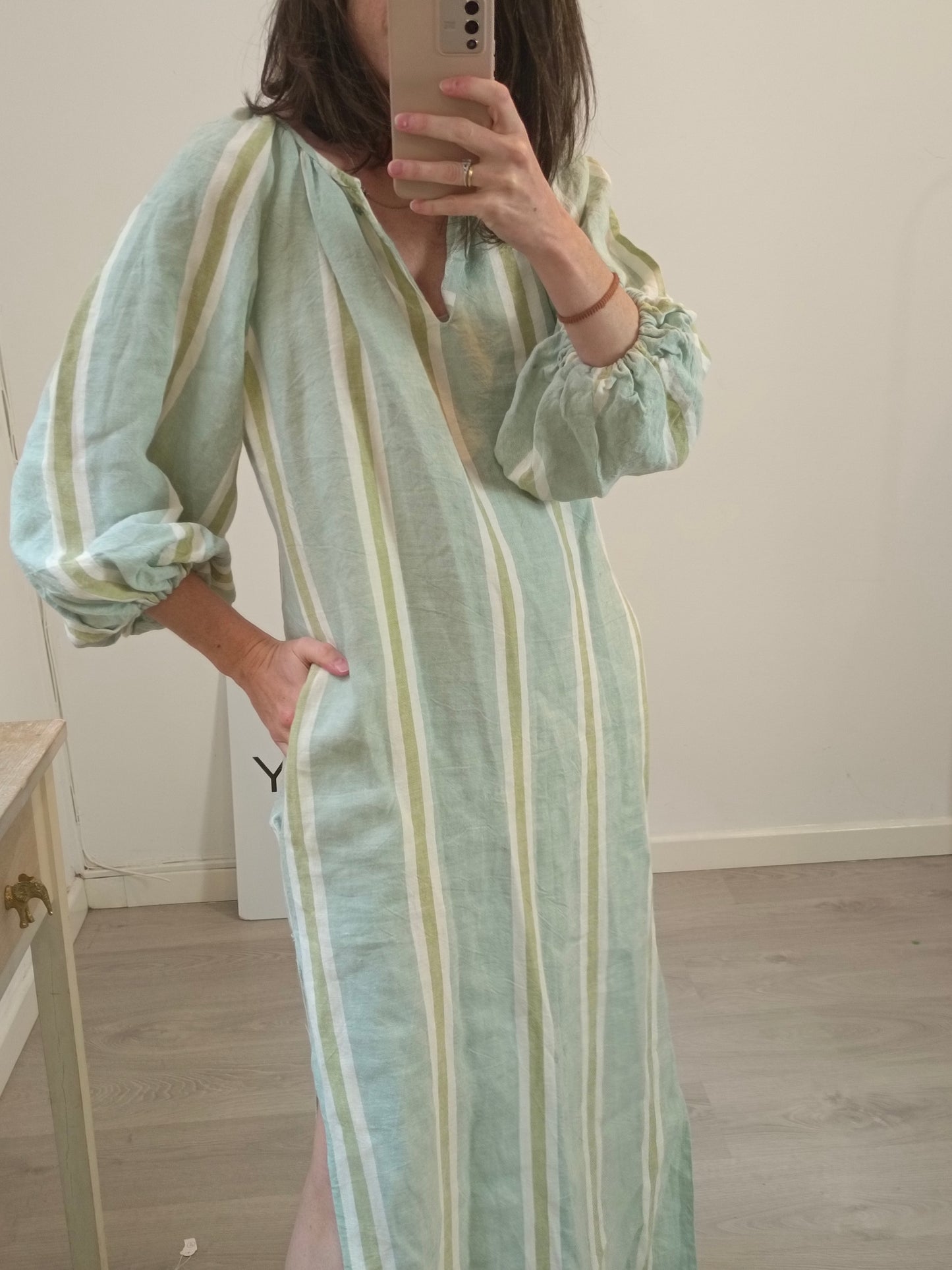 MAVARIC. Vestido largo rayas algodón T.s