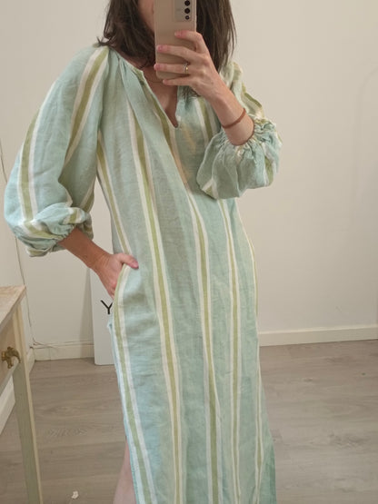 MAVARIC. Vestido largo rayas algodón T.s