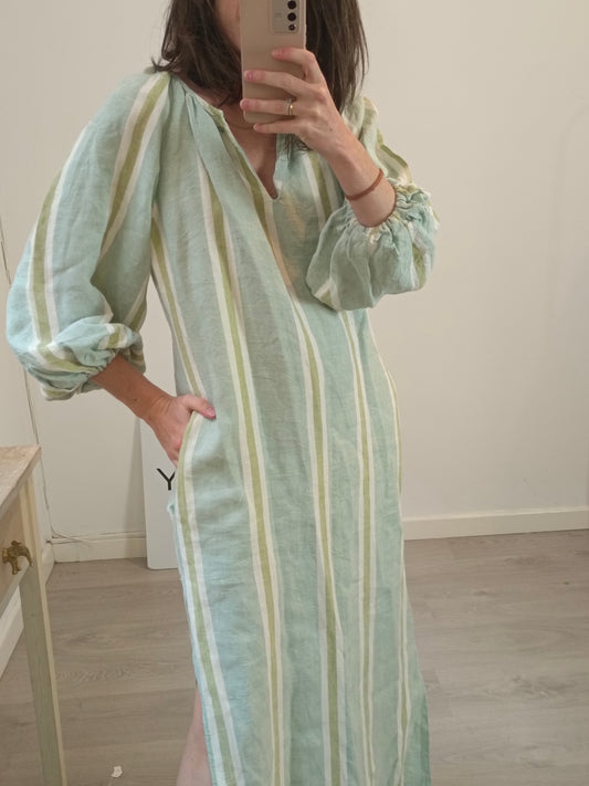 MAVARIC. Vestido largo rayas algodón T.s