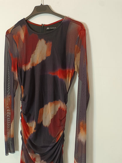 ZARA. Long tie-dye mesh dress TM