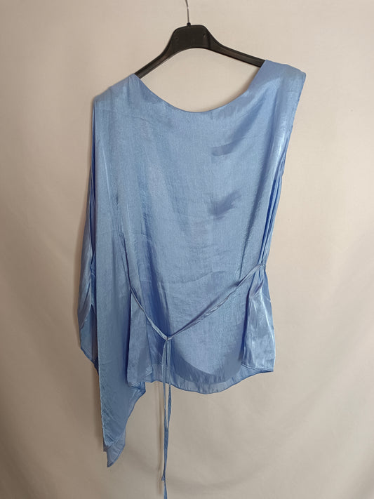 IRON PETER. Blue satin top TM