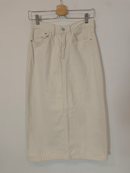 LEFTIES. Falda midi denim beige T.s