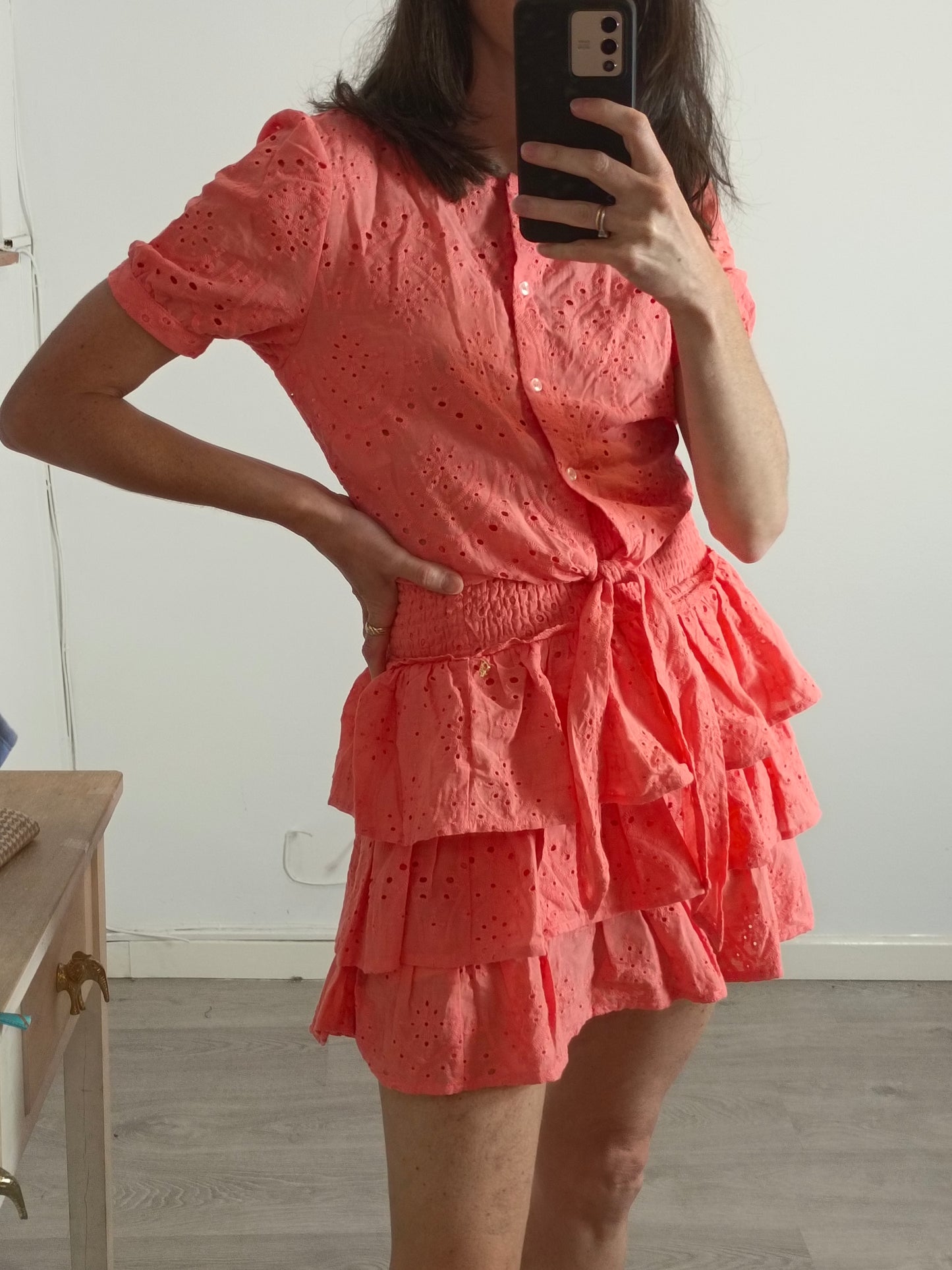 COLORFUL REBEL. total look pink die-cut T.xs