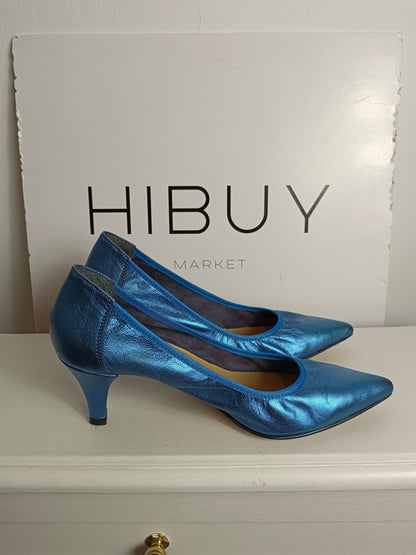 AVENUE. Zapatos azul metálico  T.39