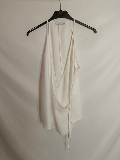 MANGO. Top blanco cruzado T.s