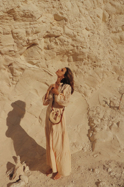 Beige long dress S.36