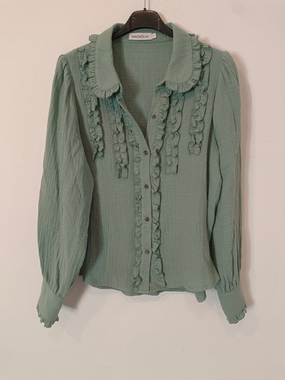 MAGNOLYA. Baby blue collar blouse S.1(s)