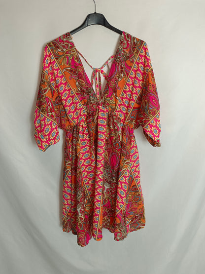 ALLIWANT. Short pink floral dress Your (s/m)