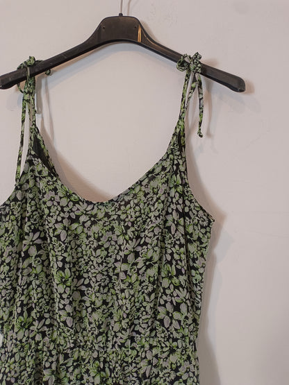 BCBG. Mono corto negro flores T.m