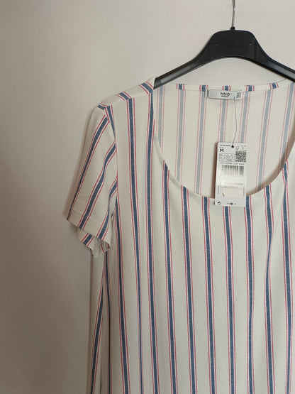MANGO. Vestido blanco rayas T.m