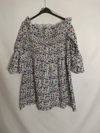 MANGO. Vestido corto flores T.m