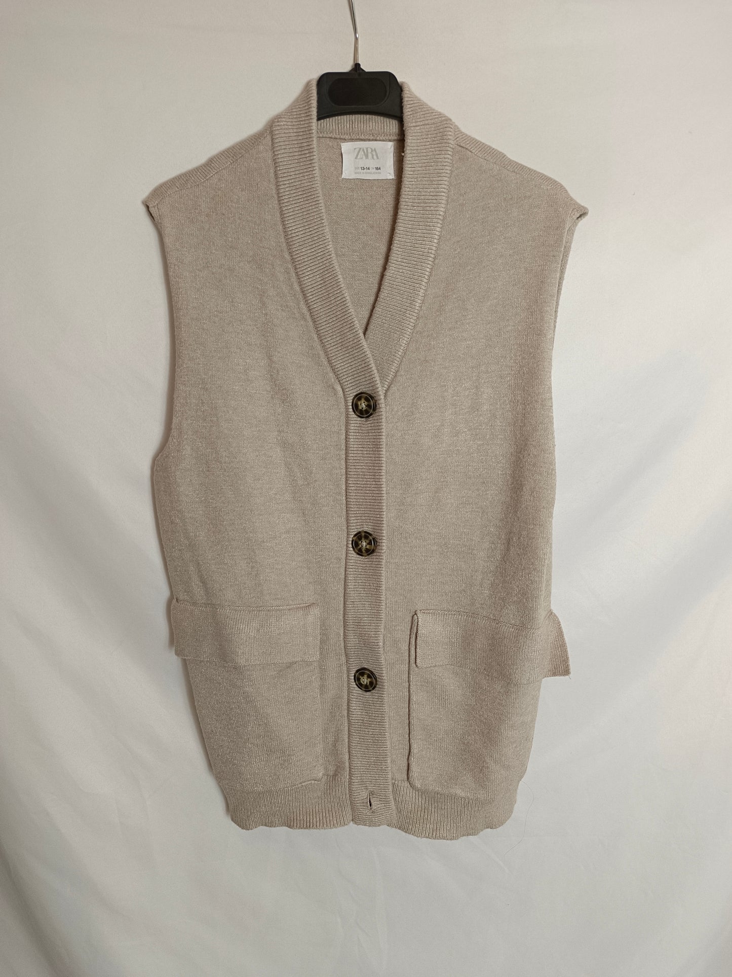 ZARA.Chaleco beige abotonado T.13/14(xs/s)