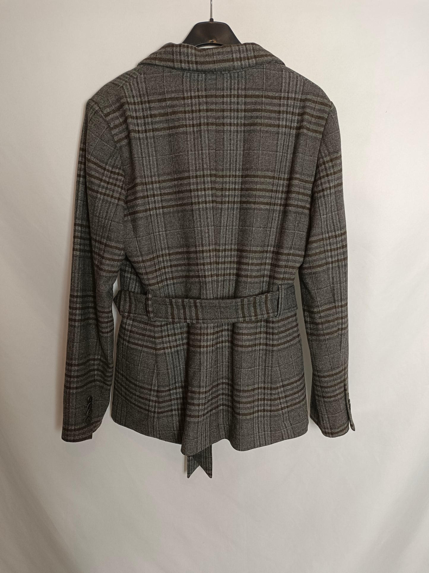 MANGO. Blazer gris cuadros T.40