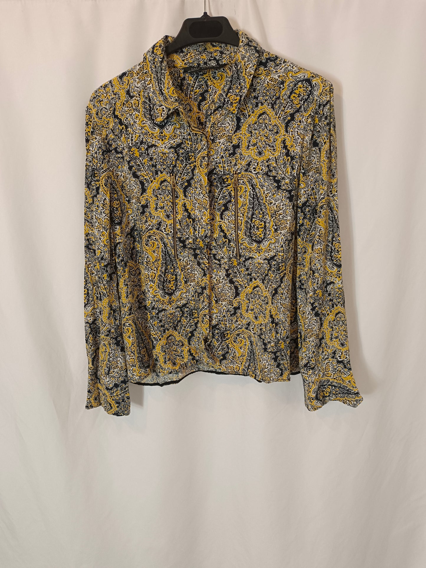 ZARA. Tm printed fluid blouse/bomber