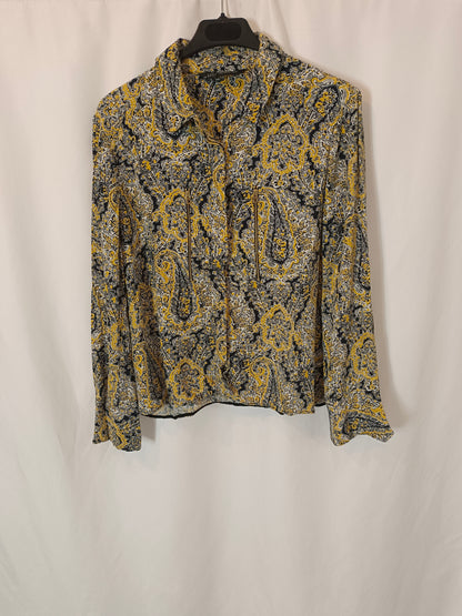 ZARA. Tm printed fluid blouse/bomber