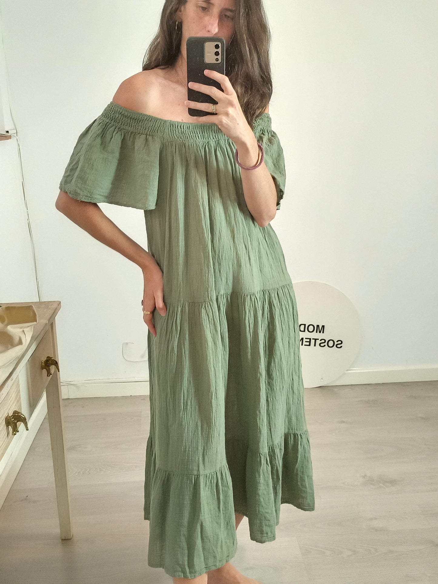 MY CLOSET. Long green dress Ts/m