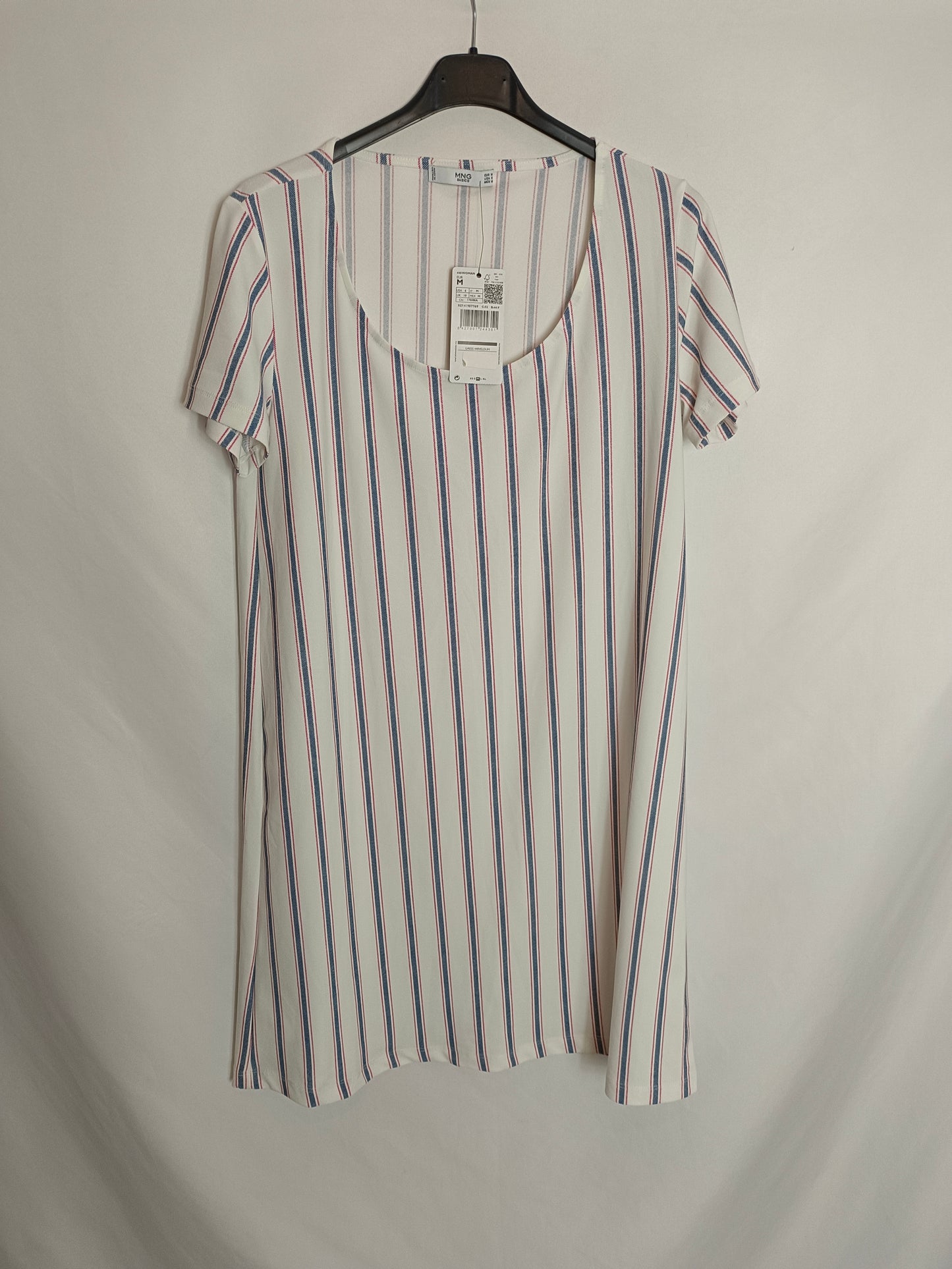 MANGO. Vestido blanco rayas T.m