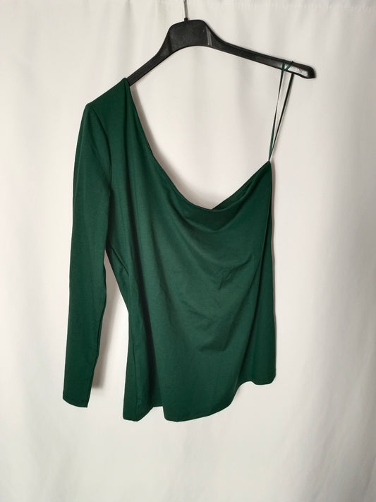 MANGO. Top verde asimétrico T.l