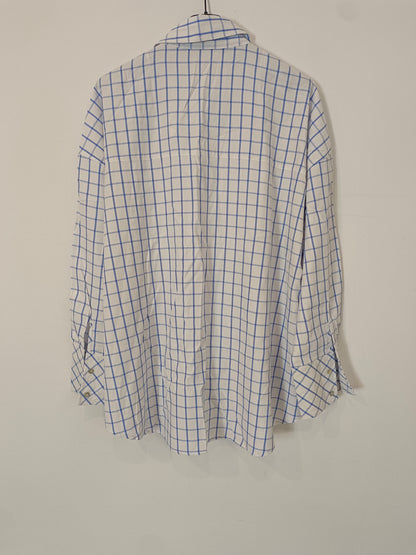 ZARA. Camisa blanca cuadros T.m