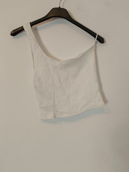 PULL&BEAR. Top nido de abeja blanco  T.s