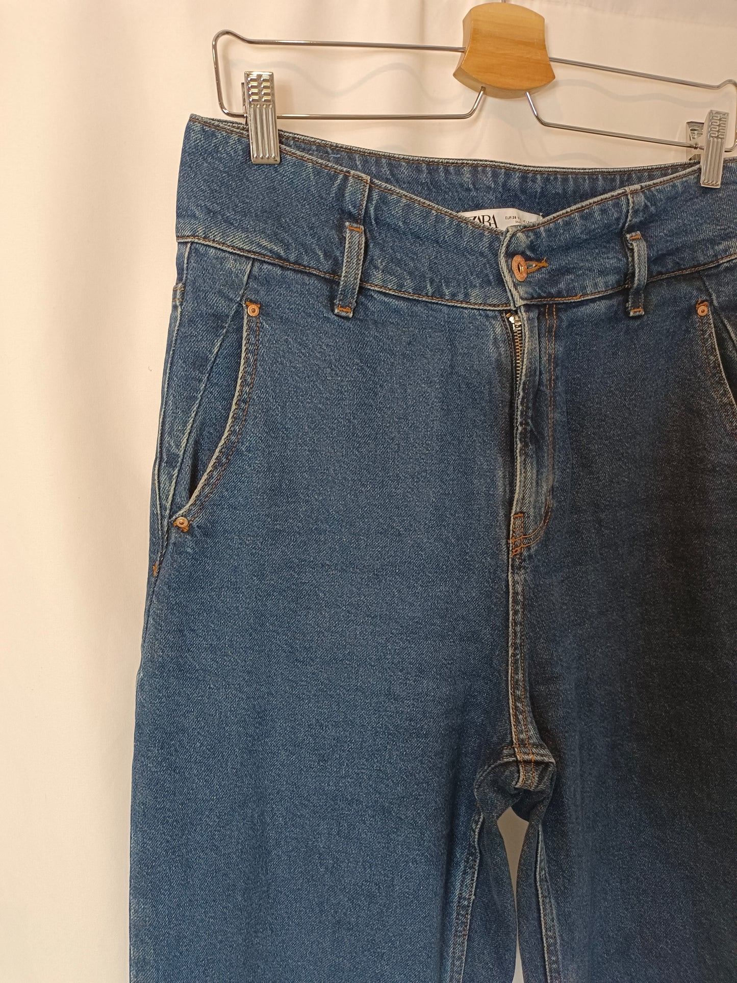 ZARA. Wide-leg denim trousers, size 38
