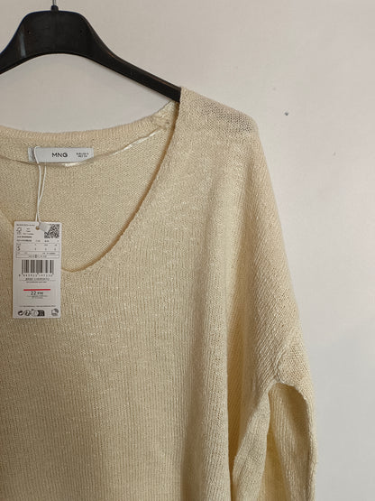 MANGO. Jersey beige fino T.s