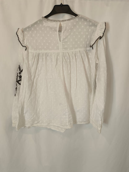 ZARA. White plumeti blouse, size 13-14 years