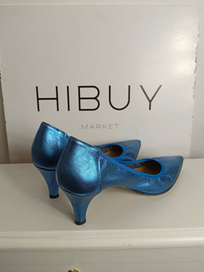 AVENUE. Zapatos azul metálico  T.39