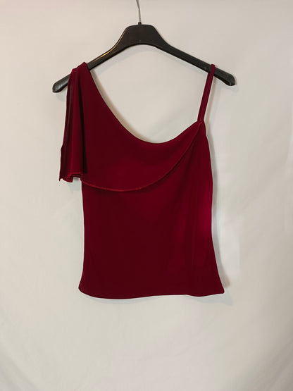 SAKS WOMAN. Top burdeos volante TU(S)