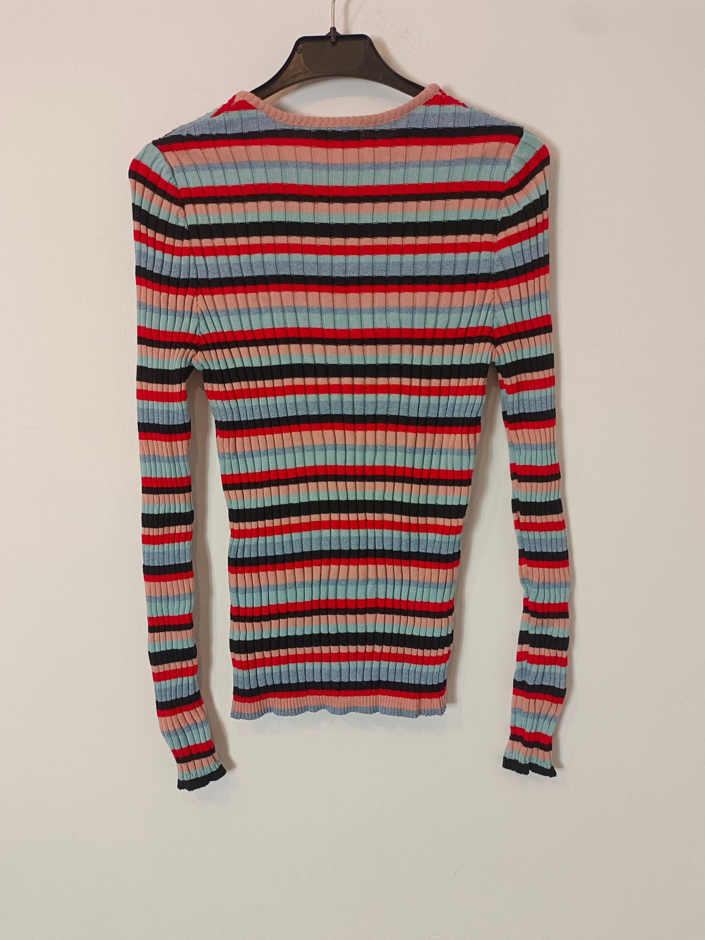 EMES. Top canalé rayas con azules T.3(m/l)