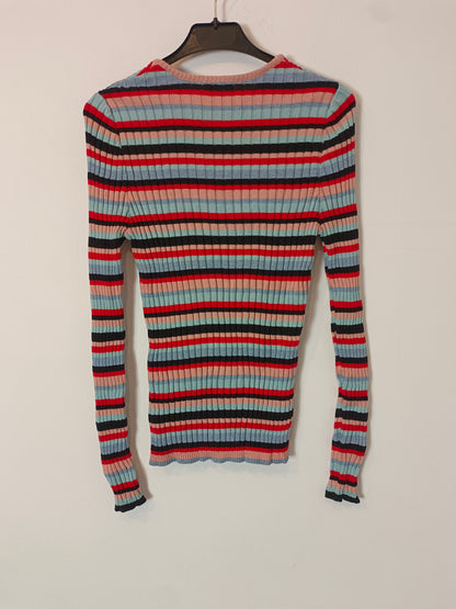 EMES. Top canalé rayas con azules T.3(m/l)