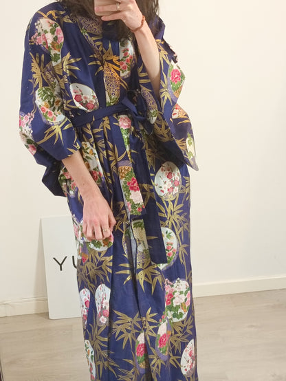 OTRAS. Kimono japonés azul estampado. T U