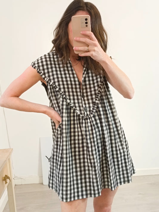 ZARA. Vestido/mono de cuadros vichy T.xs