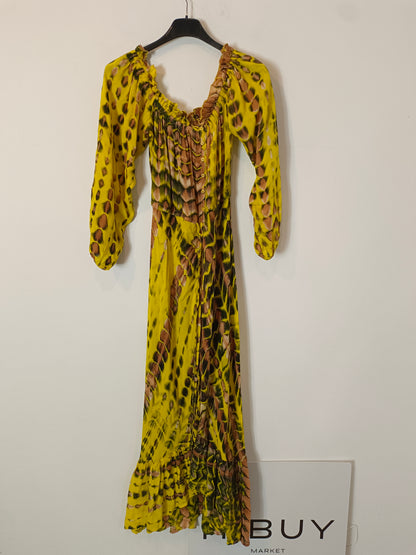 KARMA FLOW. Yellow printed dress Ts/m