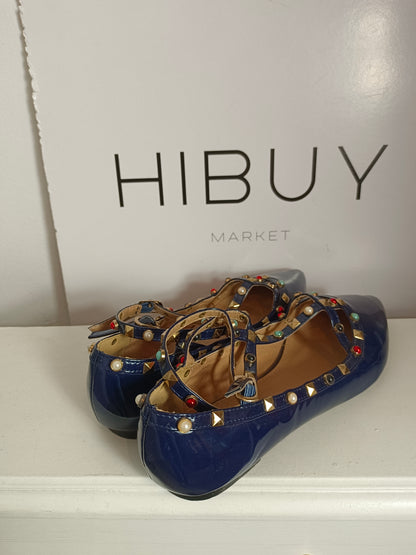 OTRAS. Zapatos azules tachuelas T.38