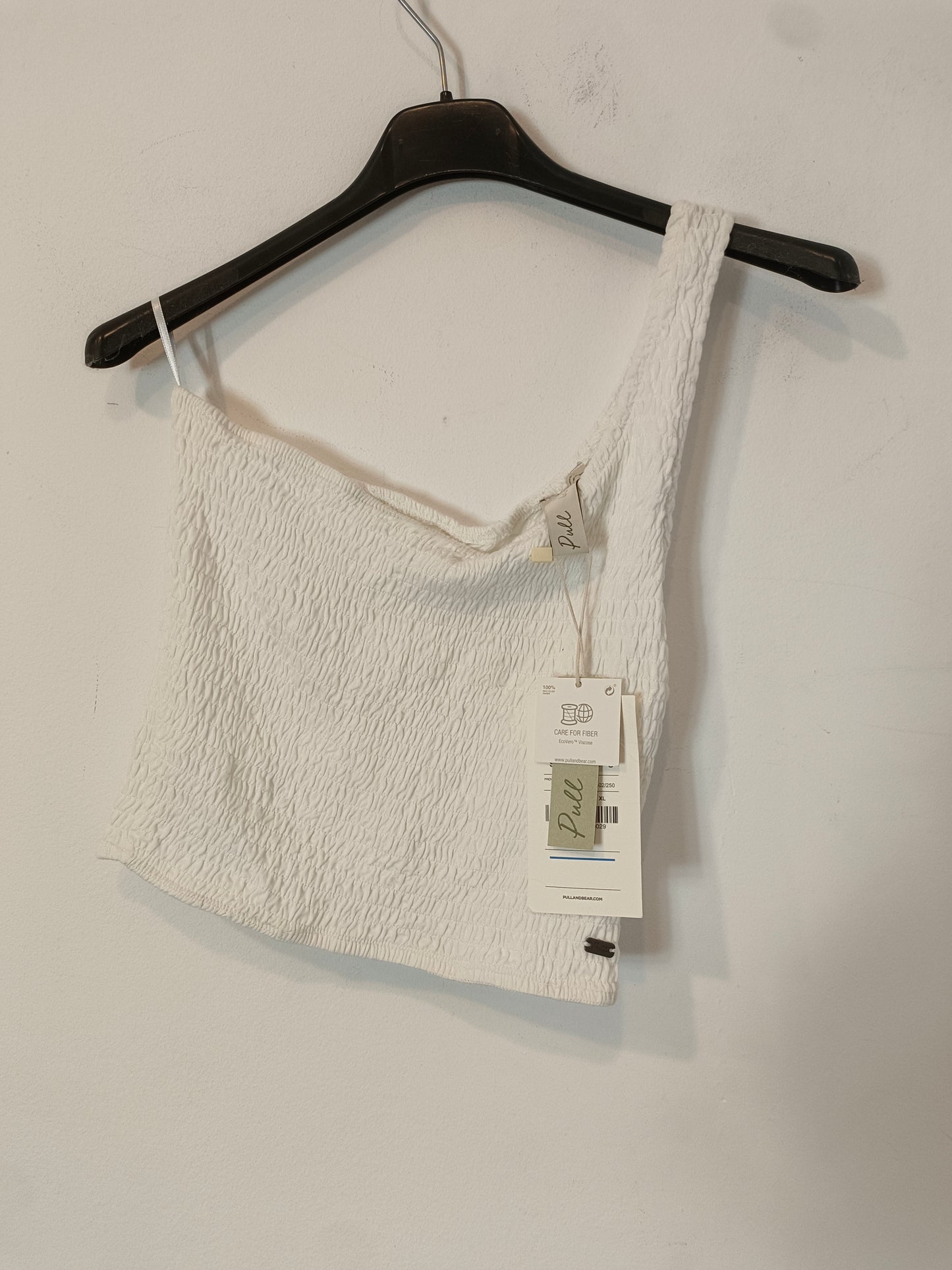PULL&BEAR. Top nido de abeja blanco  T.s