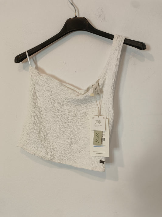 PULL&BEAR. Top nido de abeja blanco  T.s