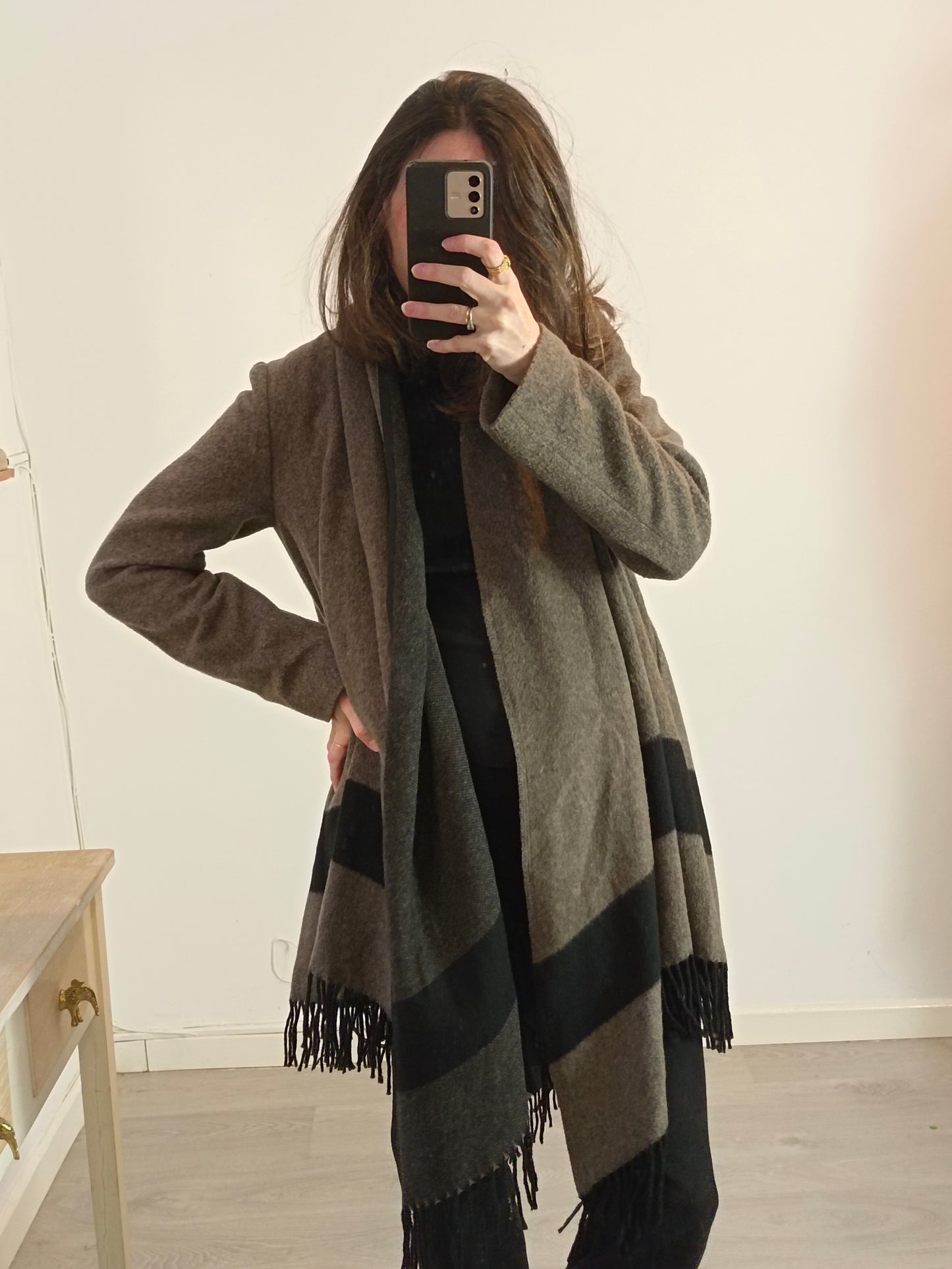 ZARA. Cárdigan jaspeado marrón  T.xs