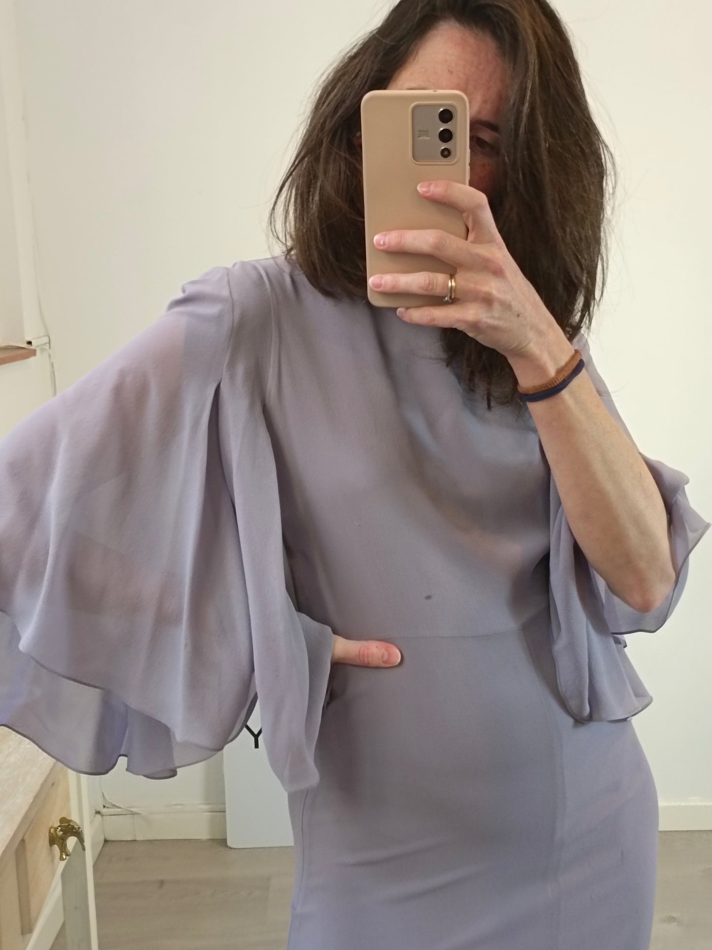 SAINT LAURENT. Mauve silk dress. T.S.