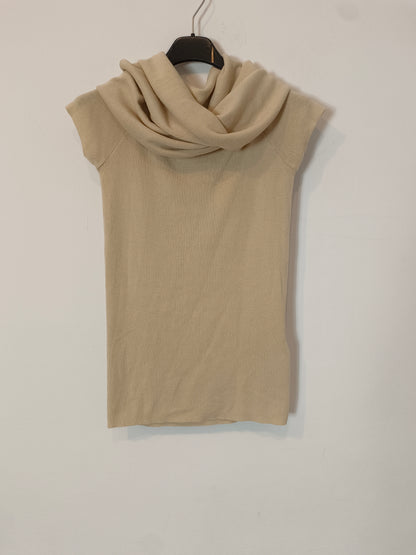 ZARA. Top beige cuello barco  T.s