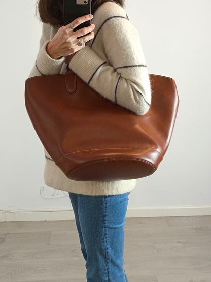 MANGO. Bolso marrón shopper