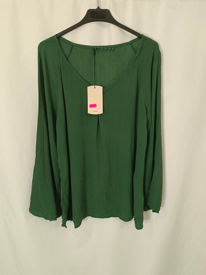 ELEGANCE. Blusa verde botones TU(S)