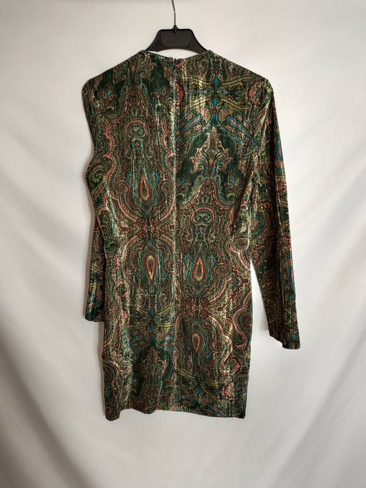 ZARA. Vestido estampado terciopelo T.s