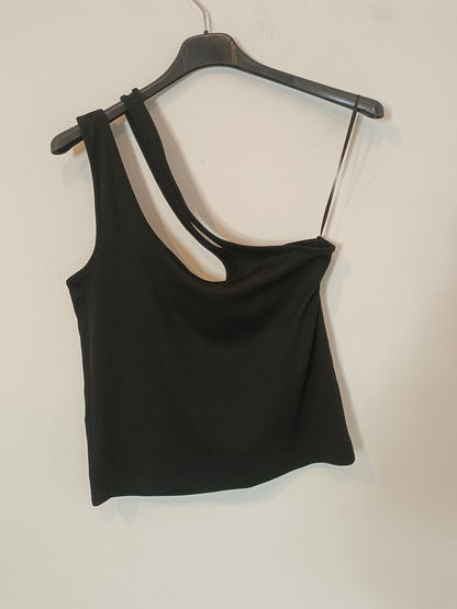 MANGO. Black ribbed top Tm