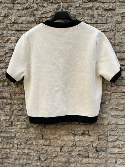 ZARA. top punto beige abotonado  T.m