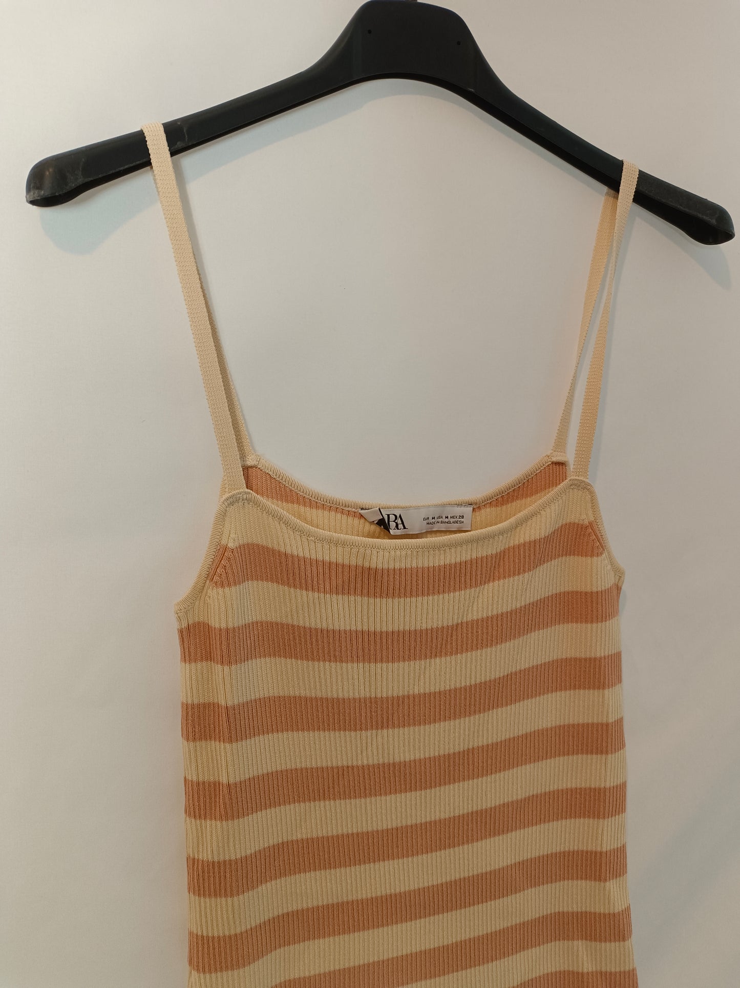 ZARA. Vestido midi rayas canalé T.m