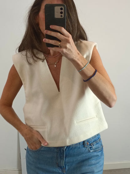 ZARA. Top/chaleco beige cortito T.s